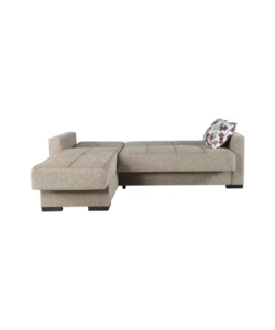DIVANO LETTO "MERLIN" CON CASSETTONE E PENISOLA REVERSIBILE BEIGE, 225X150X81 CM